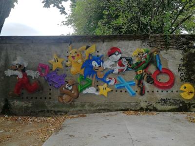 Mario, Pikachu, Pacman, Sonic, Link