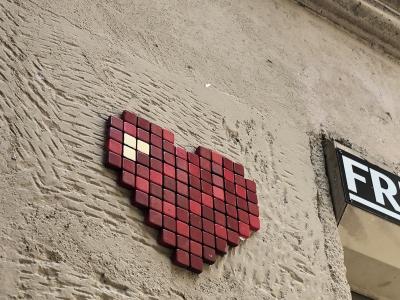 Street art pixel heart