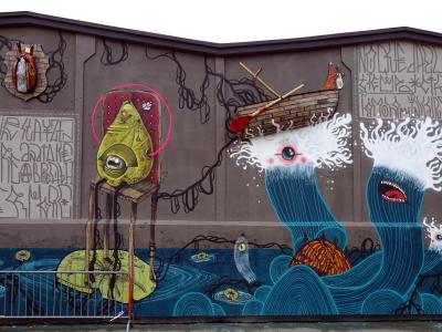 Fresque de monstres a Toulouse