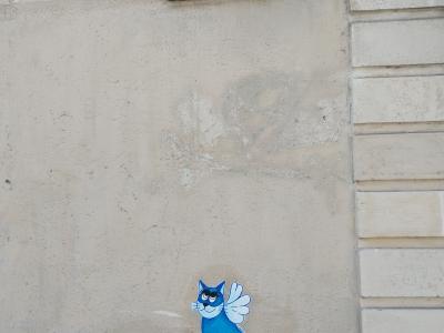 Chat bleu ailé Mascara